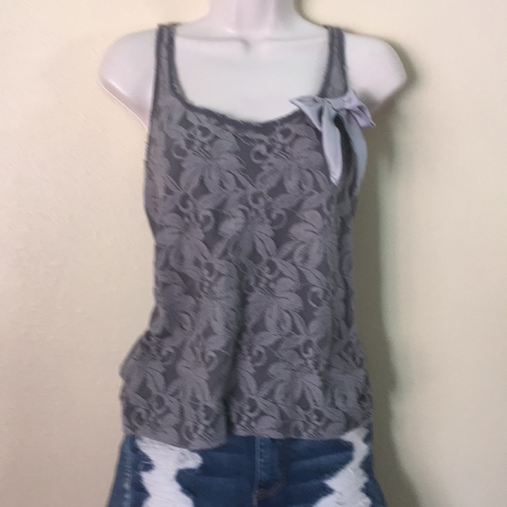 Holister M Gray Lace Jersey racer back shirt - Picture 2 of 4